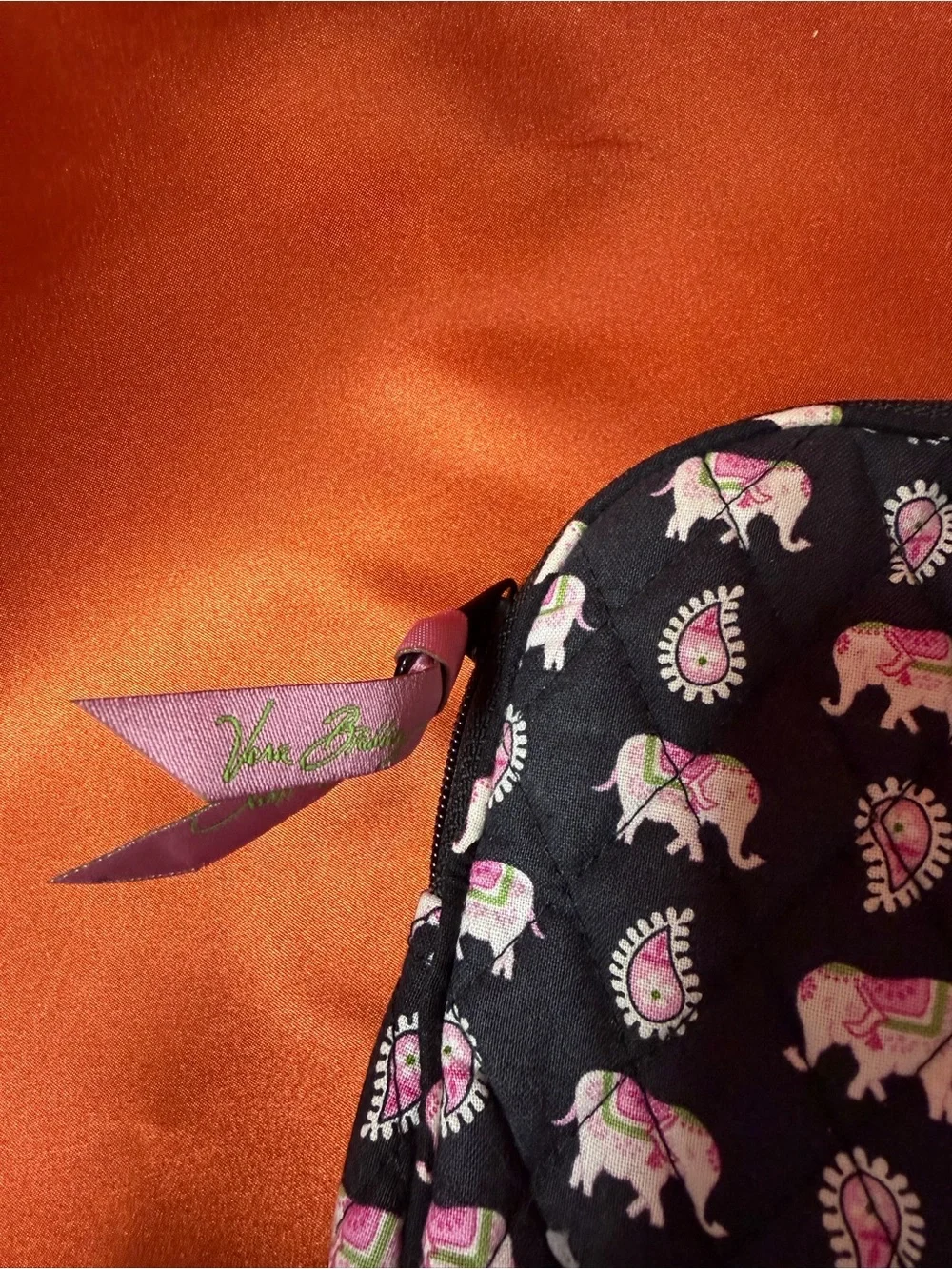 Vera Bradley Quilted Elephant Print cosmetic bag. Designed for Breast Cancer